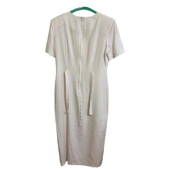 Vintage White Couture like Pencil Dress W/ Embroidered Faux Bolero Top SZ 7-8 - Picture 2 of 6